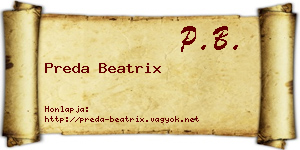 Preda Beatrix névjegykártya